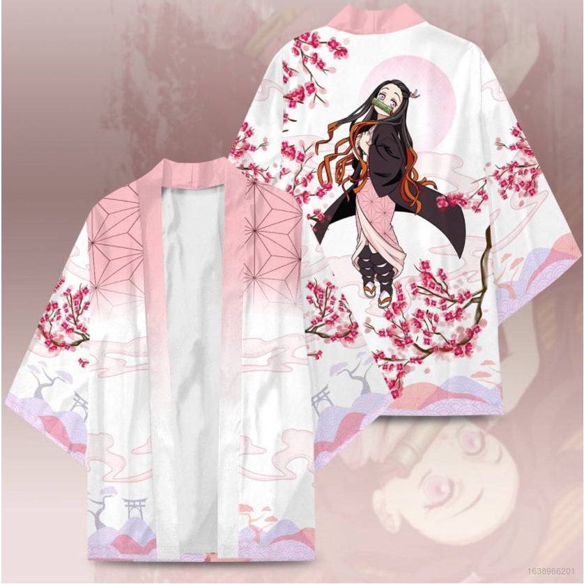 Áo khoác kimono tùy chọn họa tiết phong cách Kimetsu No Yaiba