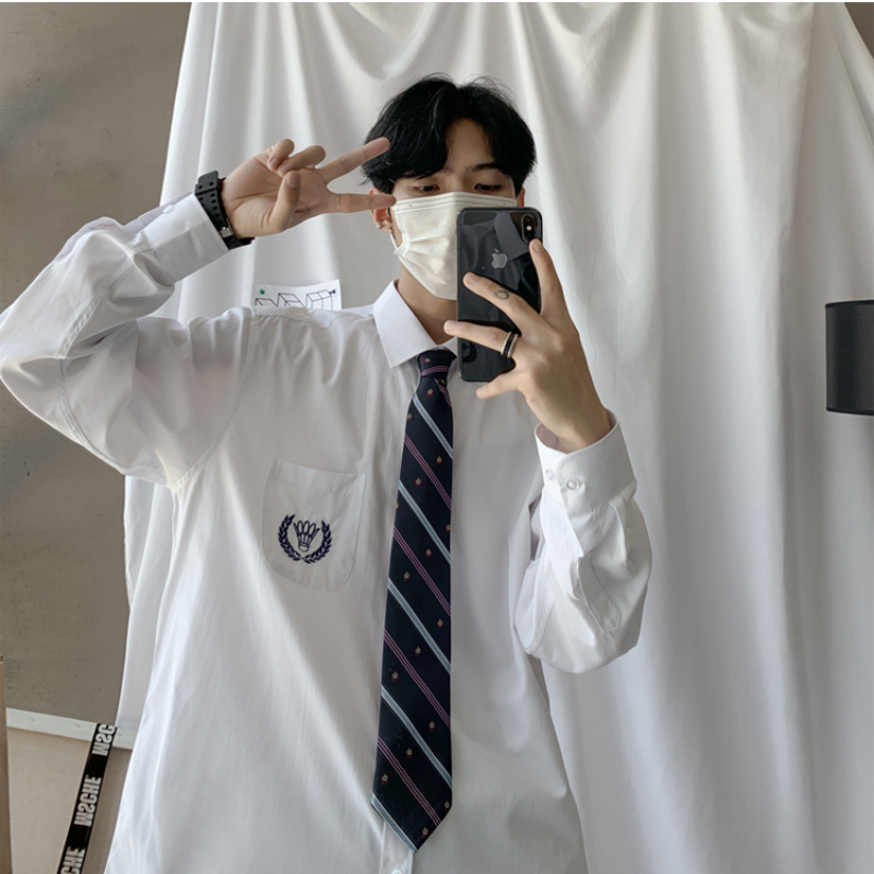 ♞AFF LIGA♞ Áo Sơ Mi Đồng Phục Tay Dài Thời Trang Cho Cặp Đôi