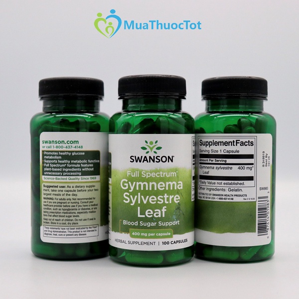 Swanson Gymnema Sylvestre Leaf 400mg - Viên uống hỗ trợ đường huyết cho người tiểu đường 100 viên