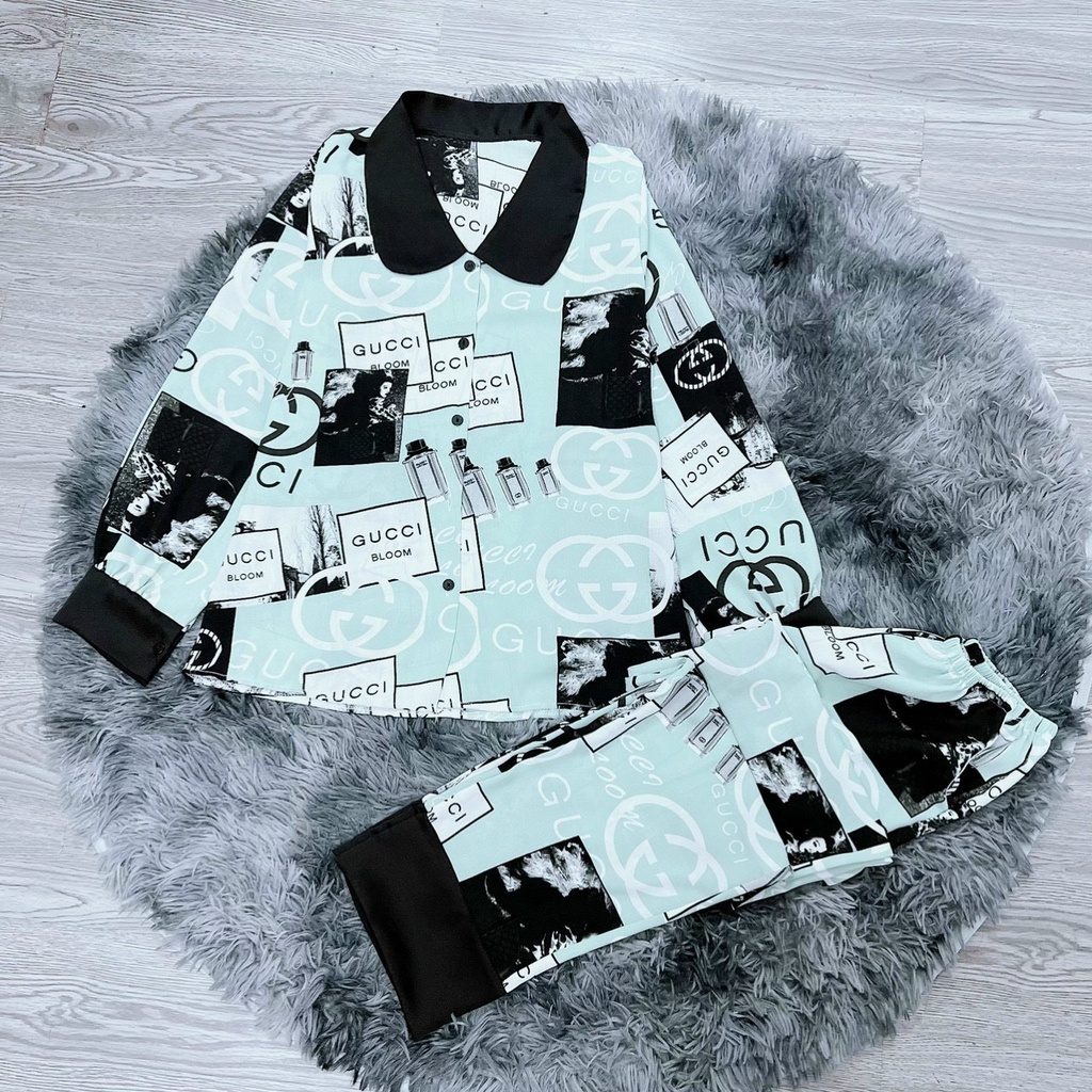 Đồ ngủ nữ, đồ ngủ pijama dài tay chất lụa đũi siêu xinh freesize - Linqu Sleepwear
