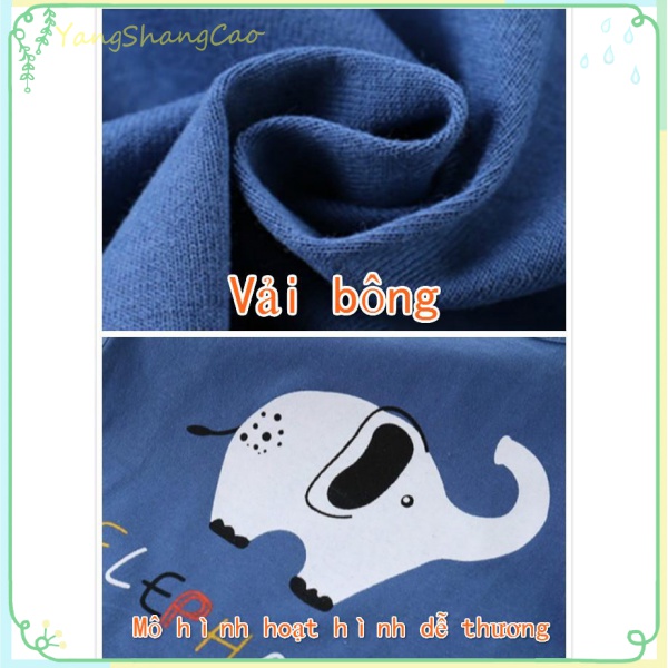 Bộ Áo Cotton + Quần Short In Hoạt Hình Cho Bé Trai (0-6 Tuổi)