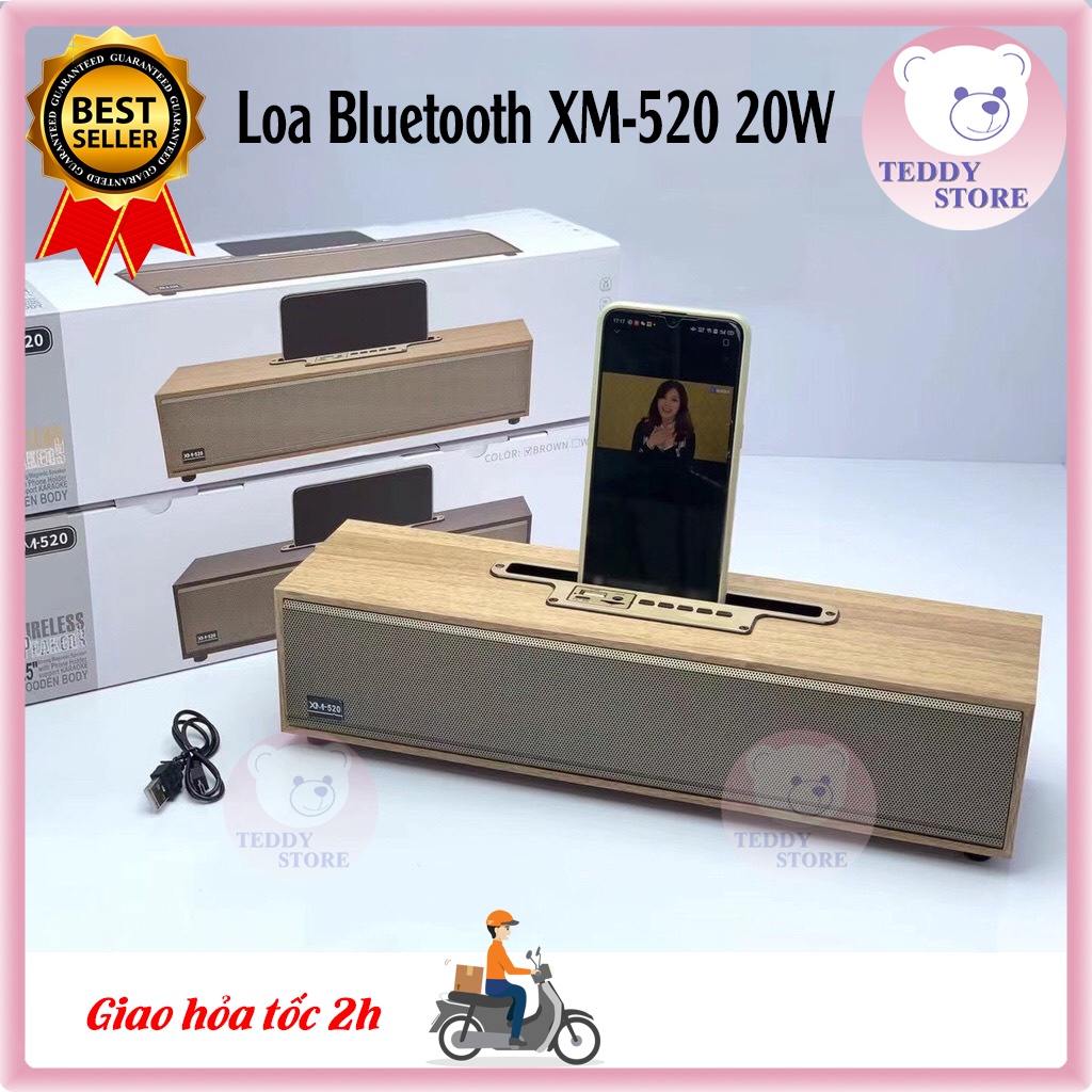 Loa Bluetooth Võ Gỗ XM-520 20W. Loa XM 520 Âm Thanh Cực Đỉnh Thiết Kế Sang Trọng Bass Siêu Trầm Siêu