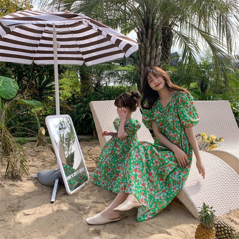 Đầm Hoa Mùa Hè Chất Liệu Chiffon Mới Cho Mẹ Và Bé