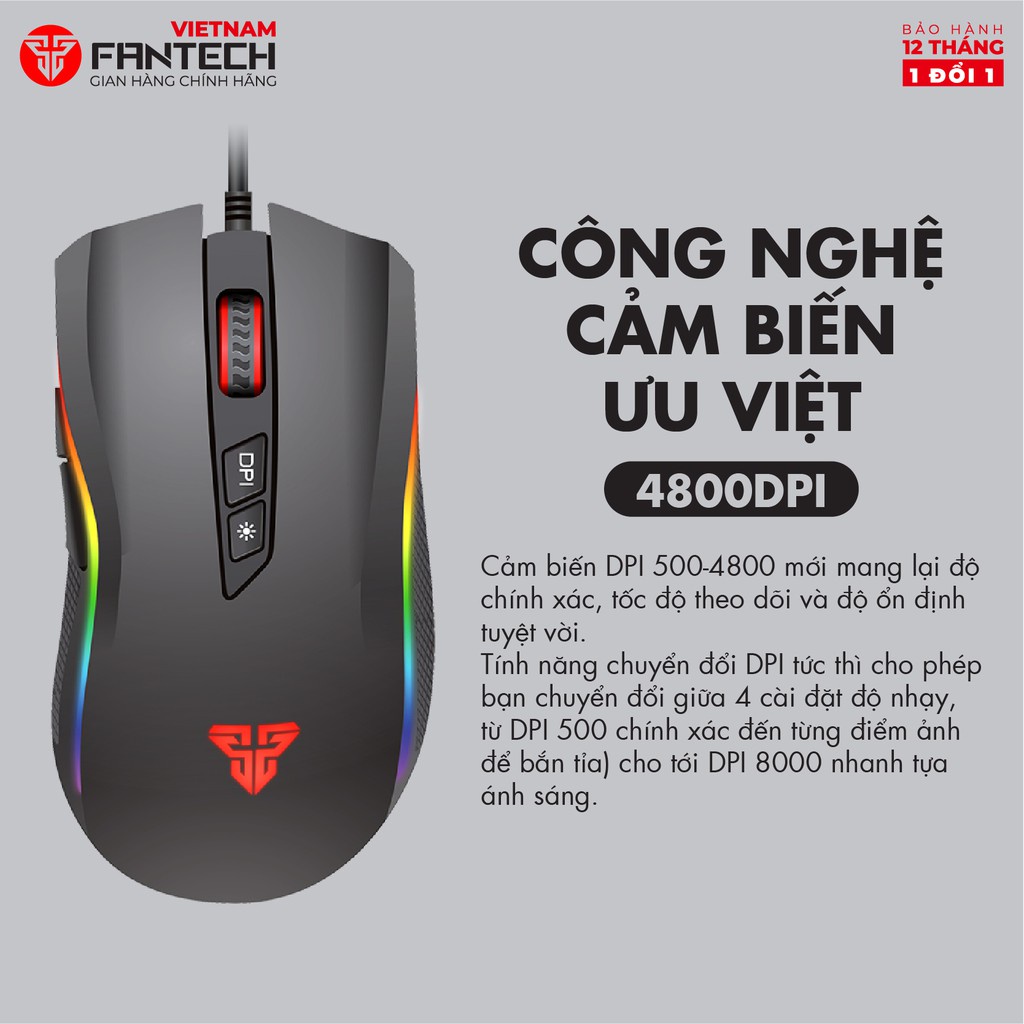 Chuột Gaming Fantech TITAN X4S ( LED Chroma + phần mềm riêng ) LED RGB - Phân Phối Chính Hãng