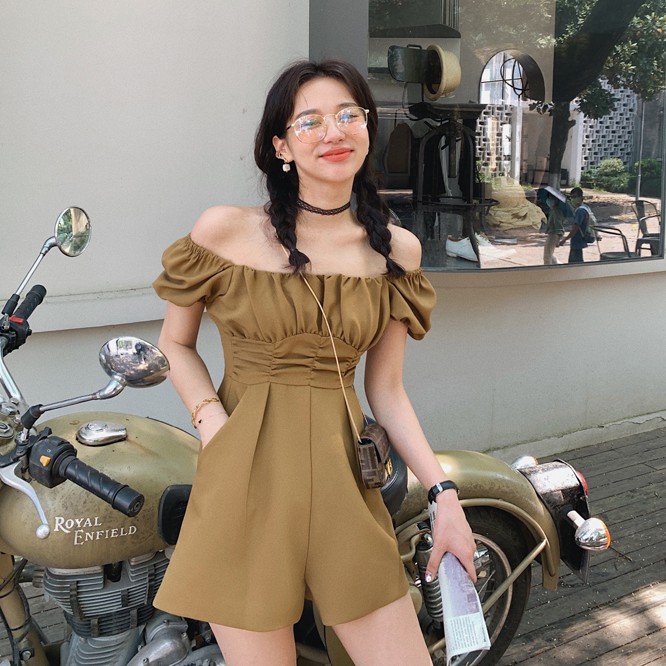 Áo liền quần Ống Rộng Lưng Cao Tay Phồng Thời Trang 40845