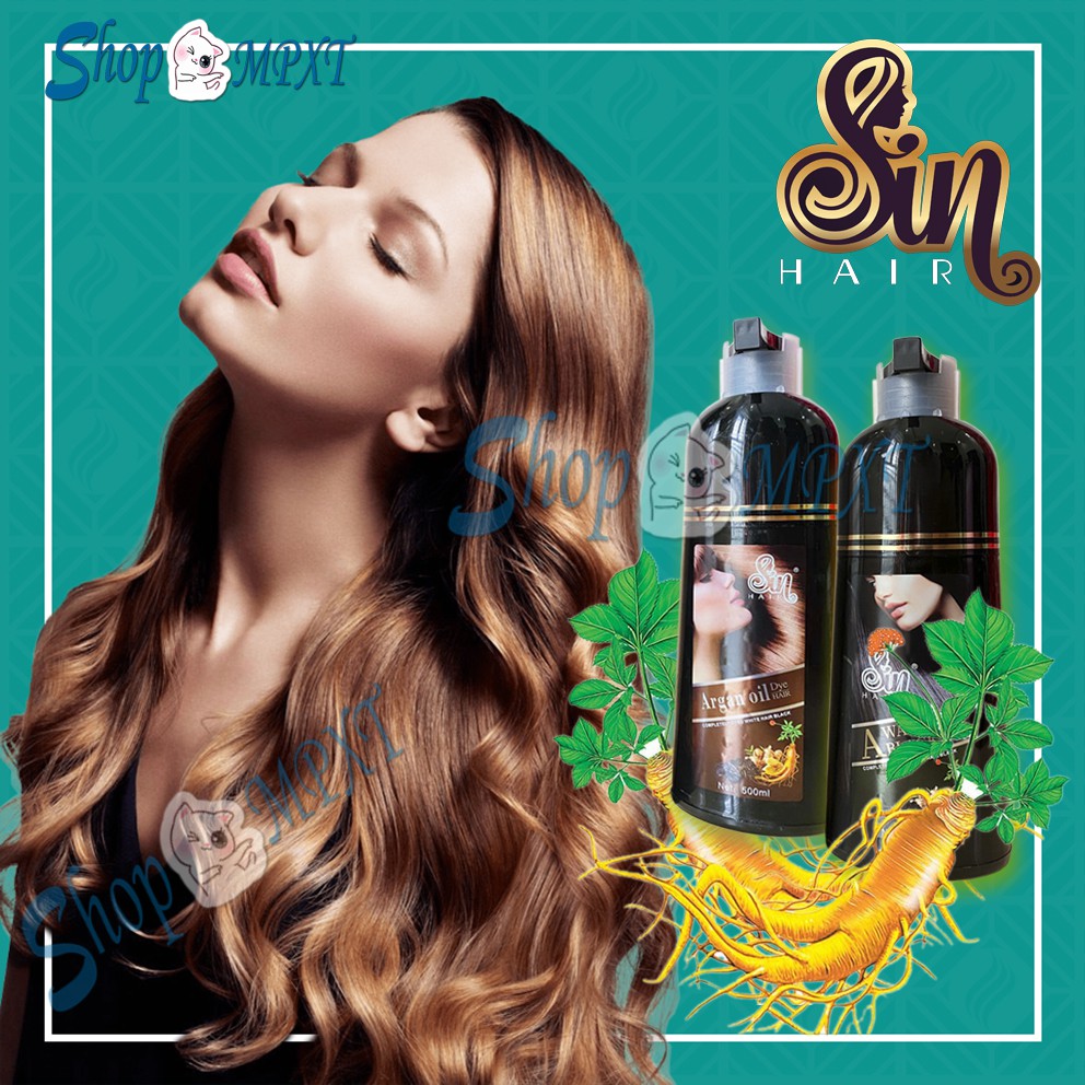 🍀Freeship🍀 Dầu gội nhuộm tóc đen nâu - Dầu gội phủ bạc nhân sâm của Nhật Sin Hair