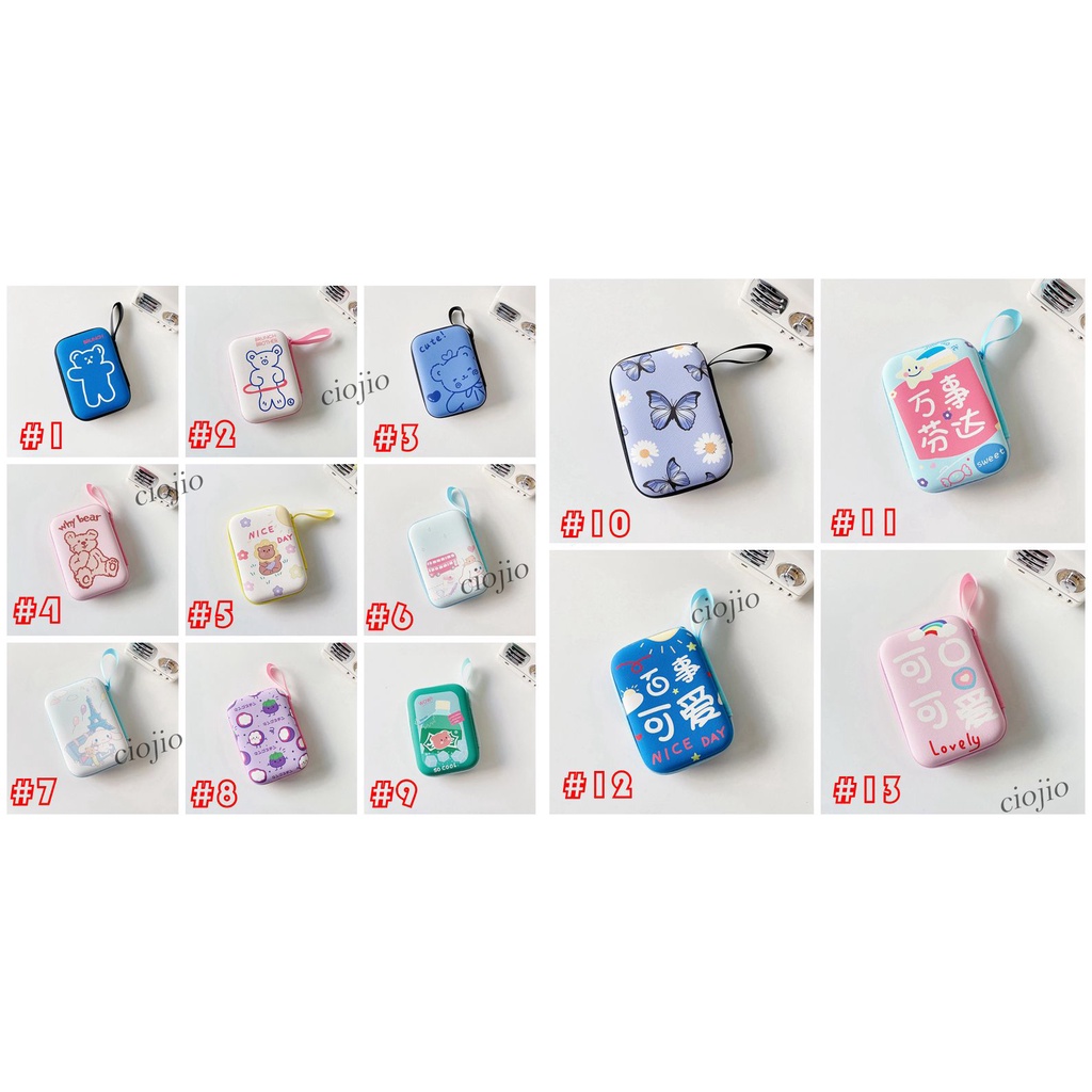 Túi đựng tai nghe/ cáp sạc mini họa tiết hoạt hình dễ thương thích hợp cho Iphone