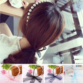 Băng đô ngọc trai kết hợp cột tóc