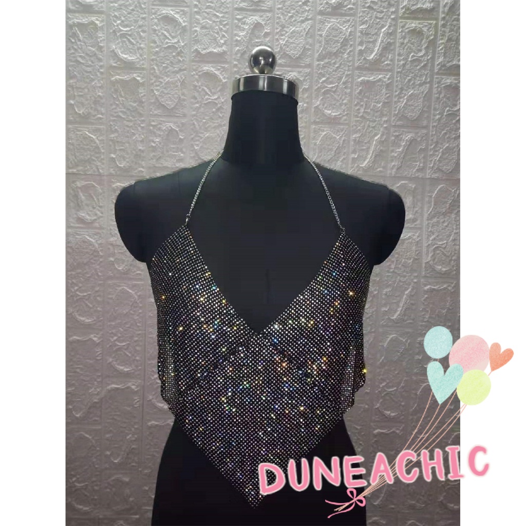 DUNEA Áo Tank Top Phối Dây Xích Kim Loại Quyến Rũ Cá Tính Cho Nữ