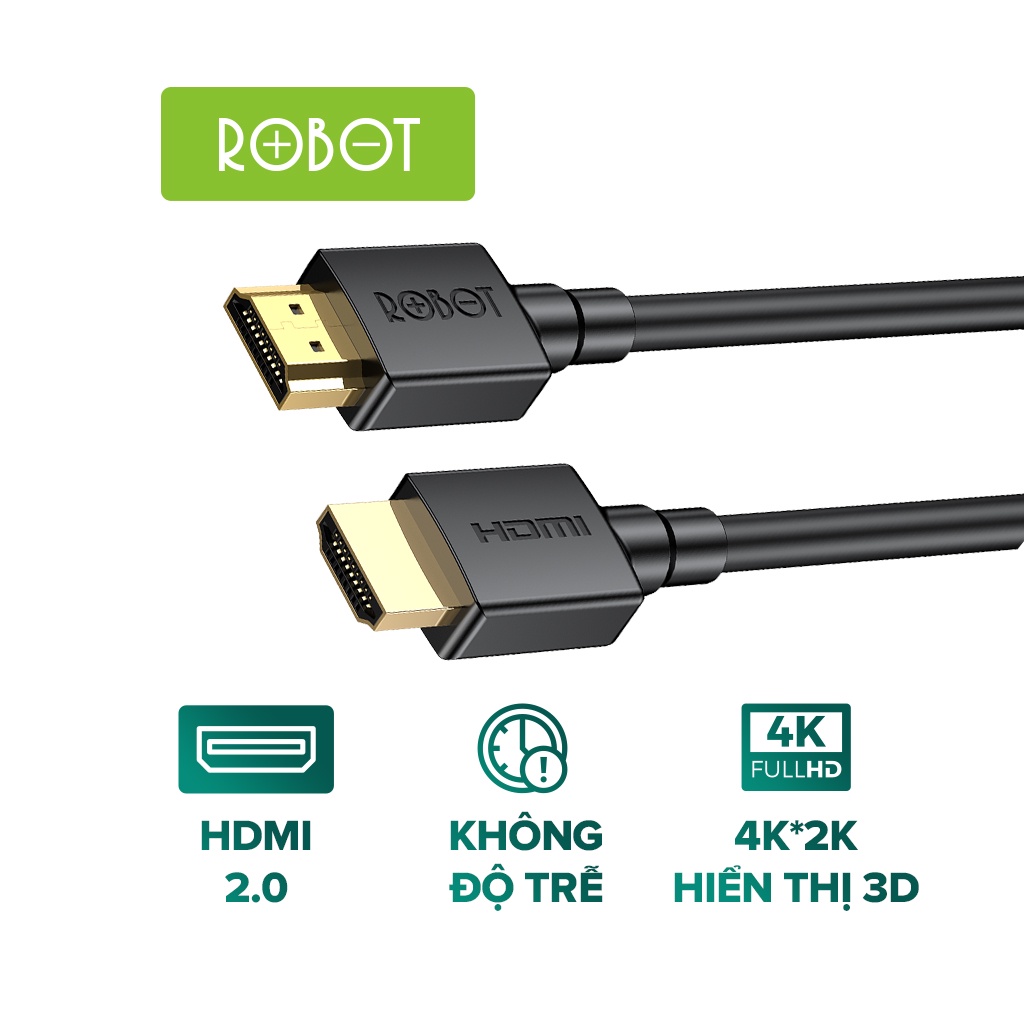 Cáp Kết Nối Cổng HDMI ROBOT RFH02/RFH03 Hỗ Trợ Độ Phân Giải 4K Chiều Dài 2M/3M - Dùng Kết Nối Máy Chiếu TV Với Laptop