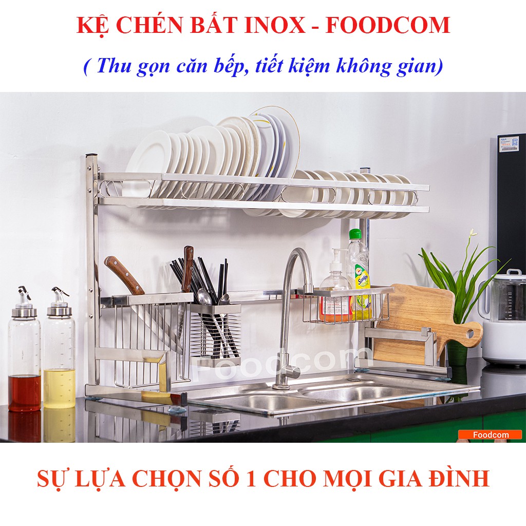 [HÀNG VIỆT NAM] - Kệ đựng chén bát inox đa năng Foodcom - Made in Việt Nam - Loại 86cm - 1 tầng | BigBuy360 - bigbuy360.vn