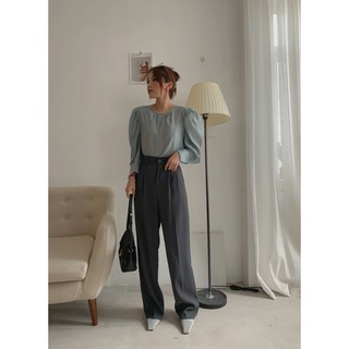 Áo lụa satin cổ tròn dài tay bồng SM-6316