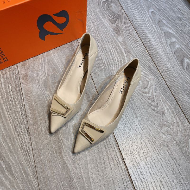 x(ẢNH THẬT) Giày Cao Gót 7p Khoá Kim Loại Da Siêu Mềm Êm Fullbox Cao Cấp