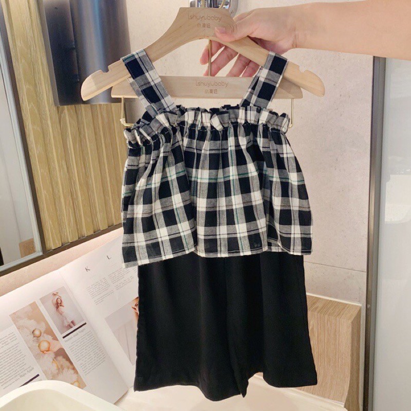 Set 2 dây kẻ caro bé gái