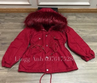 Áo khoác parka lông đỏ