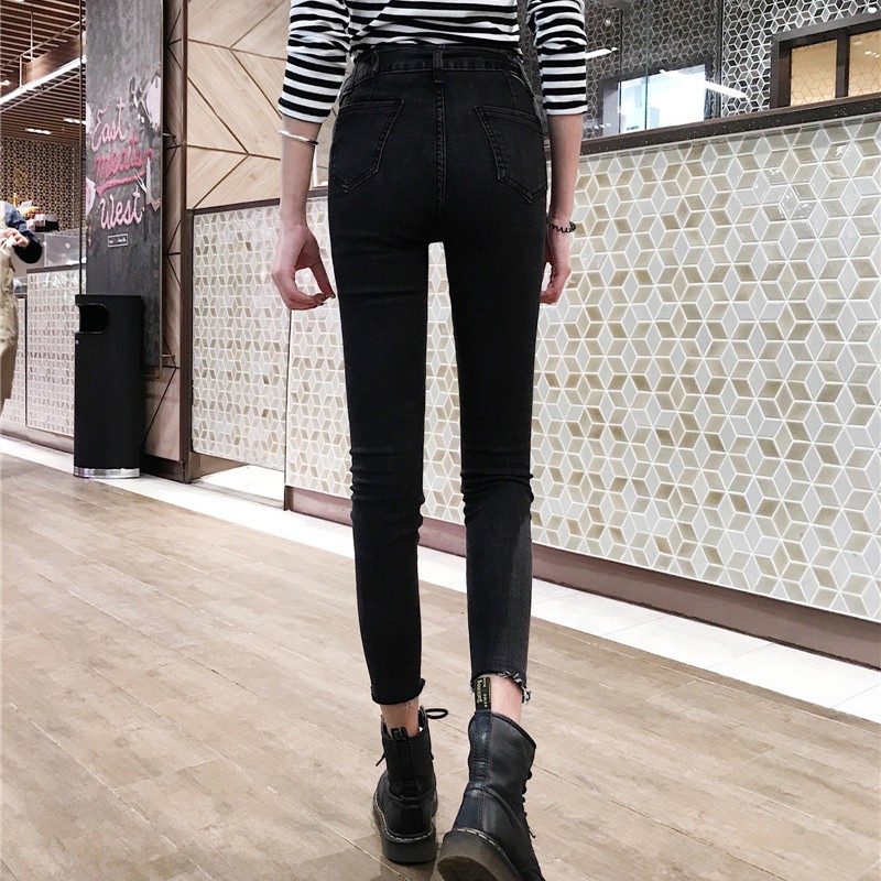 Quần jean skinny nữ dáng ôm lưng siêu cao trơn basic Emilyshop ulzzang