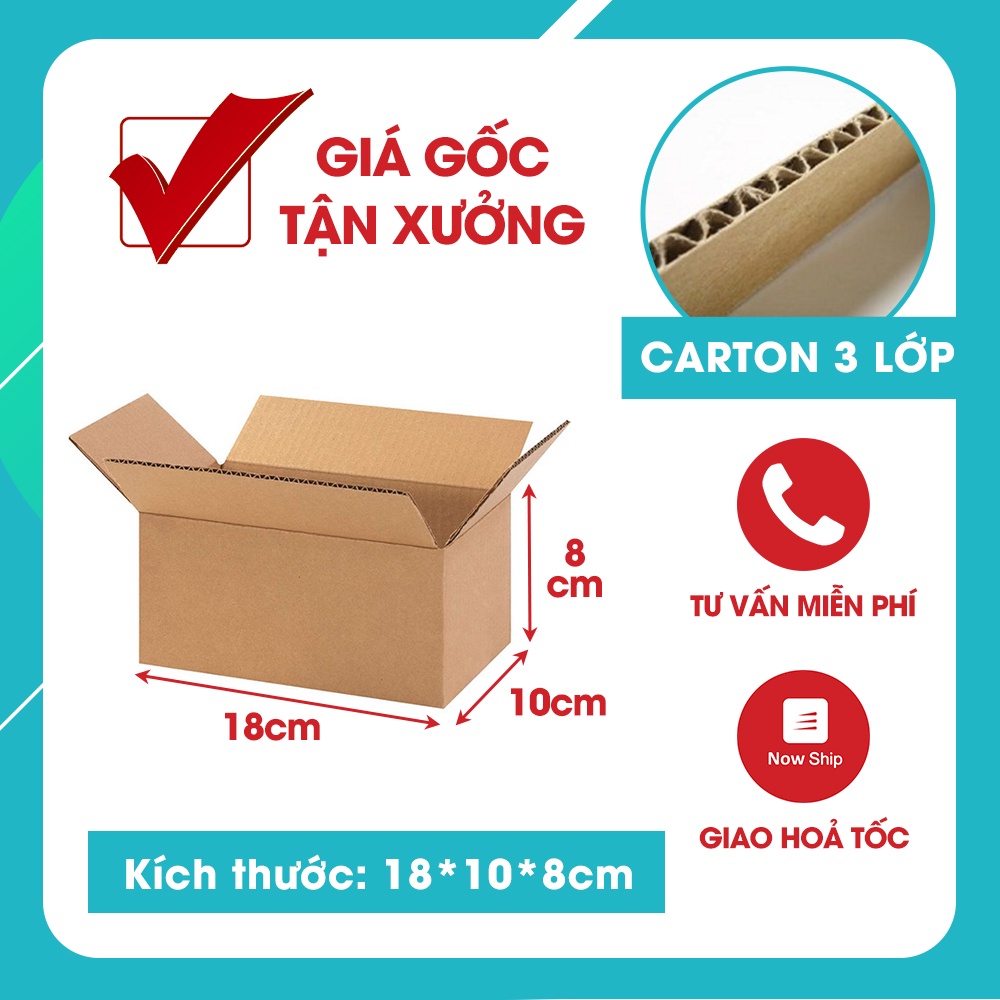 Thùng giấy carton size 18x10x8 [1 HỘP] hộp đóng hàng