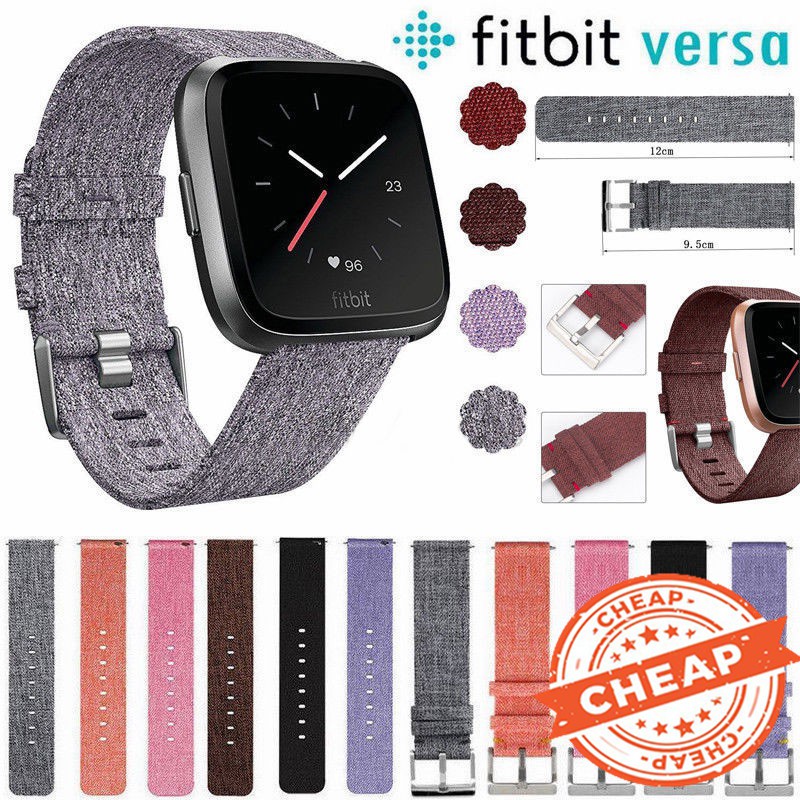 Dây đeo cổ tay bằng vải có khóa kim loại dành cho đồng hồ thông minh Fitbit versa