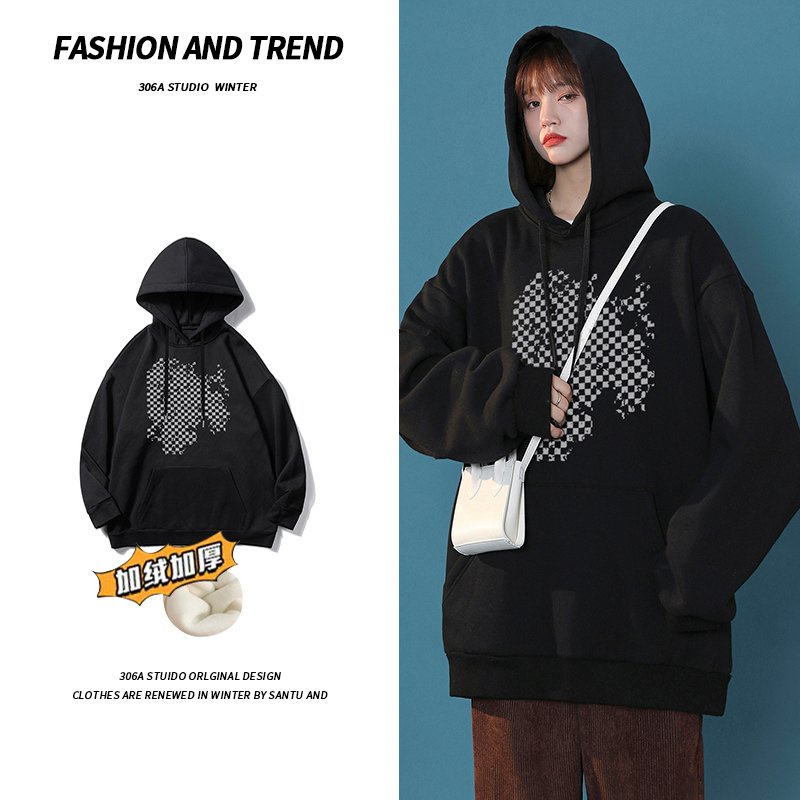 Áo hoodie HY KOREA form rộng nam nữ phong cách ulzzang hàn quốc Caro 301