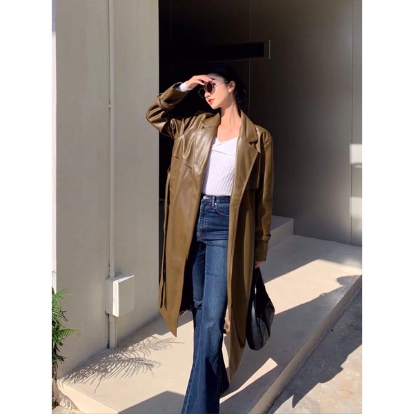 Áo khoác da dáng dài cao cấp