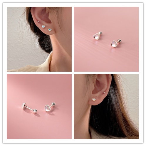 Khuyên Tai Mini Hình Trái Tim Nhiều Màu Sắc Ngọt Ngào Cho Nữ