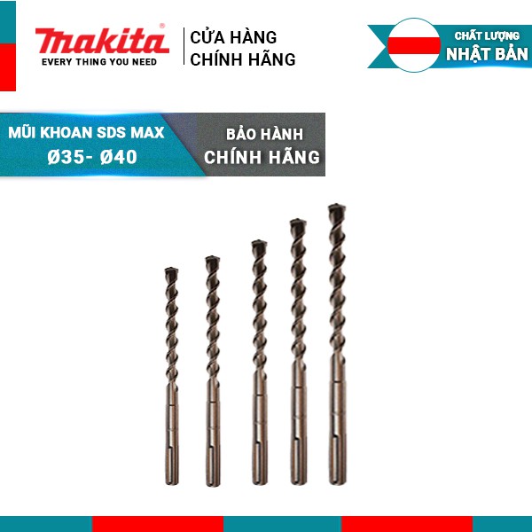 Mũi khoan SDS MAX  loại 5 khía MAKITA kích cỡ  Ø35- Ø40, chiều dài 370mm/570mm