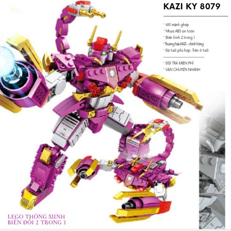 Đồ chơi xếp hình, lắp ráp kiều Lego robot biến đổi 2 trong 1 Kazi 8079