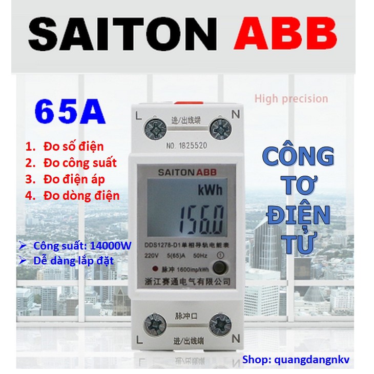 Công tơ điện tử, thiết bị đo công suất SAITON ABB 65A