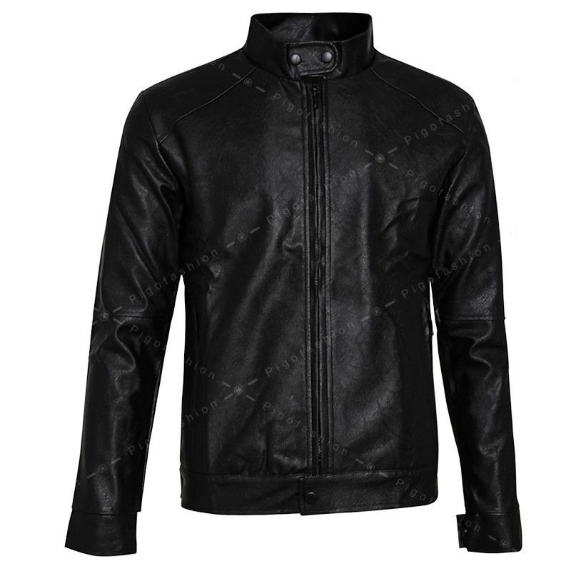 Áo Khoác da nam Leather lót lông thu đông PIGO cao cấp PAD24 - Đen Pigomen