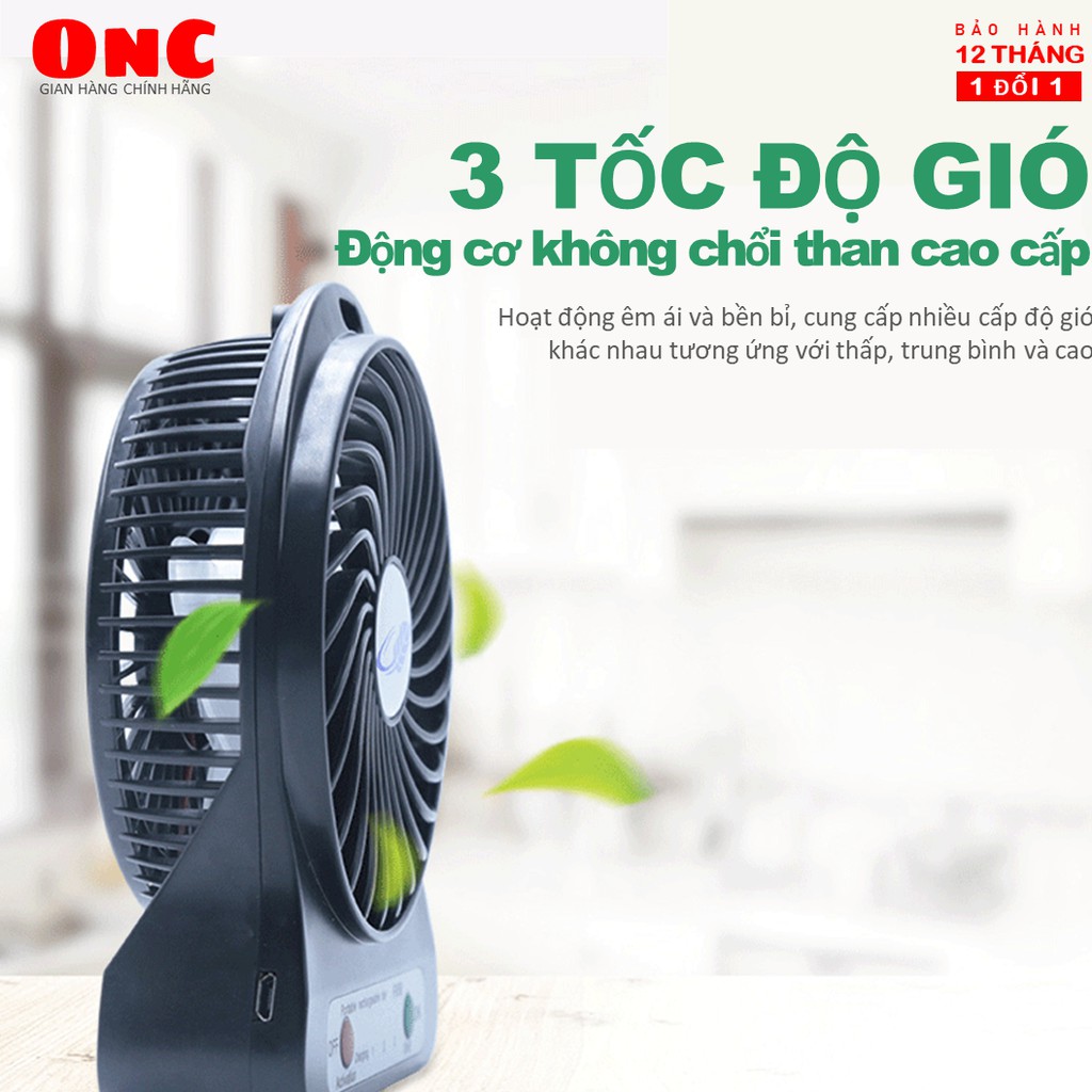 Quạt mini ONC Storm 3500mAh tích điện cầm tay, để bàn hàng chính hãng - Bảo hành 12 tháng | BigBuy360 - bigbuy360.vn