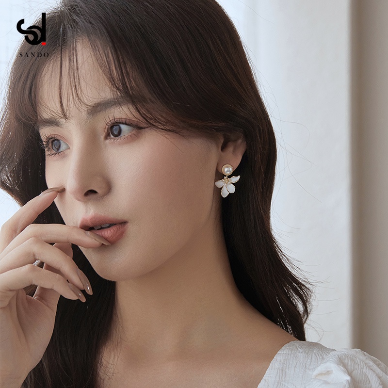 Bông Tai Mạ Bạc 925 Hình Hoa Đính Ngọc Trai Độc Đáo Thời Trang Mùa Hè Hàn Quốc 2022