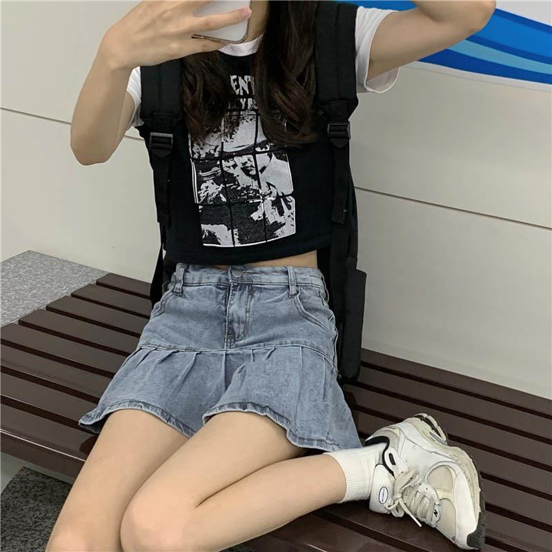 Áo thun tay ngắn dáng rộng màu sắc retro thời trang mùa hè phong cách Hàn Quốc cho nữ 2021