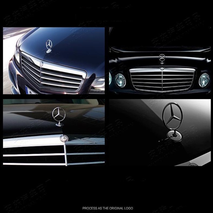 Logo nắp capo gắn đầu xe ô tô Mercedes, chất liệu hợp kim cao cấp