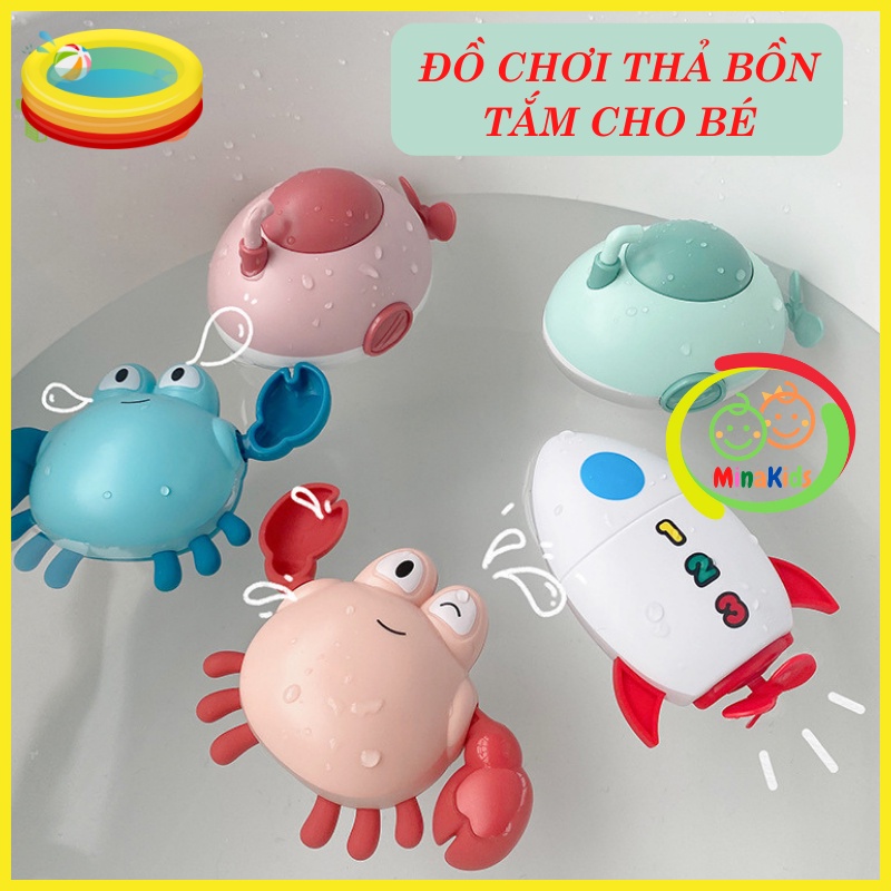 Đồ Chơi Nhà Tắm Cho Bé Bằng Nhựa ABS Vặn Cót Cá Heo Tàu Ngầm Cua Rùa Con Bơi Lội Bể Bơi Bồn Tắm