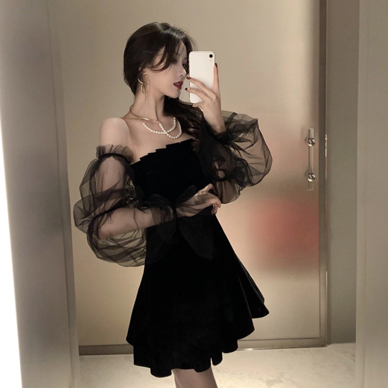 Đầm Nữ Tay Phồng Hở Vai Thời Trang Thanh Lịch