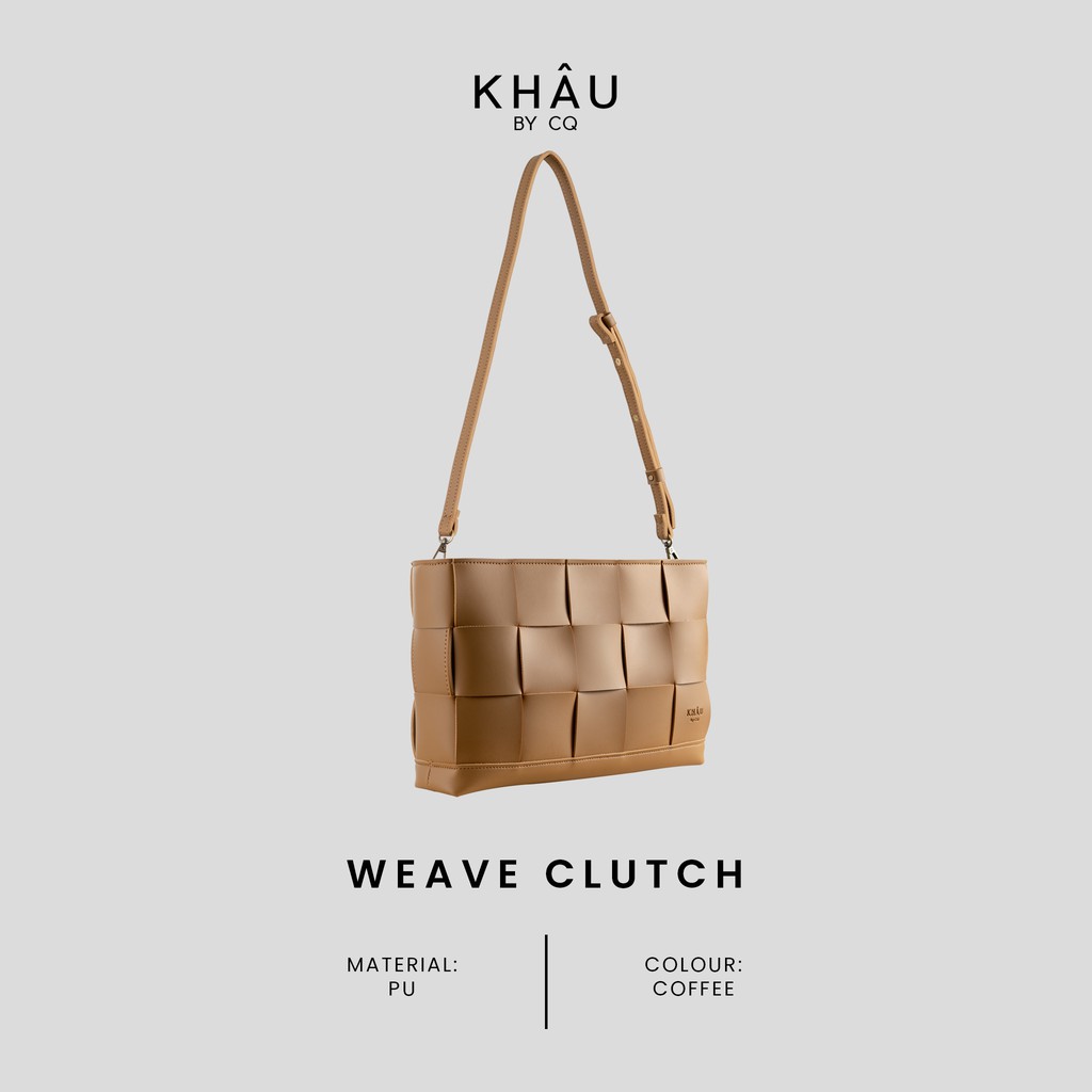 Túi da KHÂU BY CQ đan sợi đeo chéo Weave Clutch