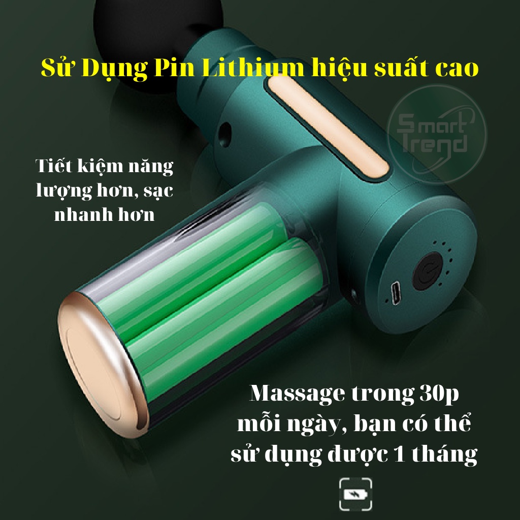 Máy massage cầm tay mini đấm lưng mát xa trị liệu cổ vai gáy 4 đầu 6 chế độ