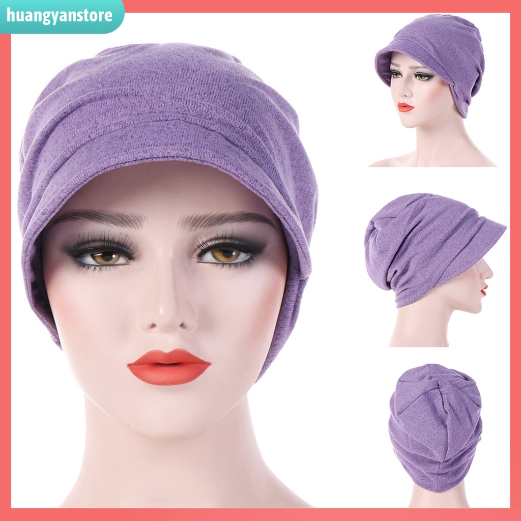 HY| Mũ trùm đầu màu trơn chất liệu cotton thời trang cho nữ
