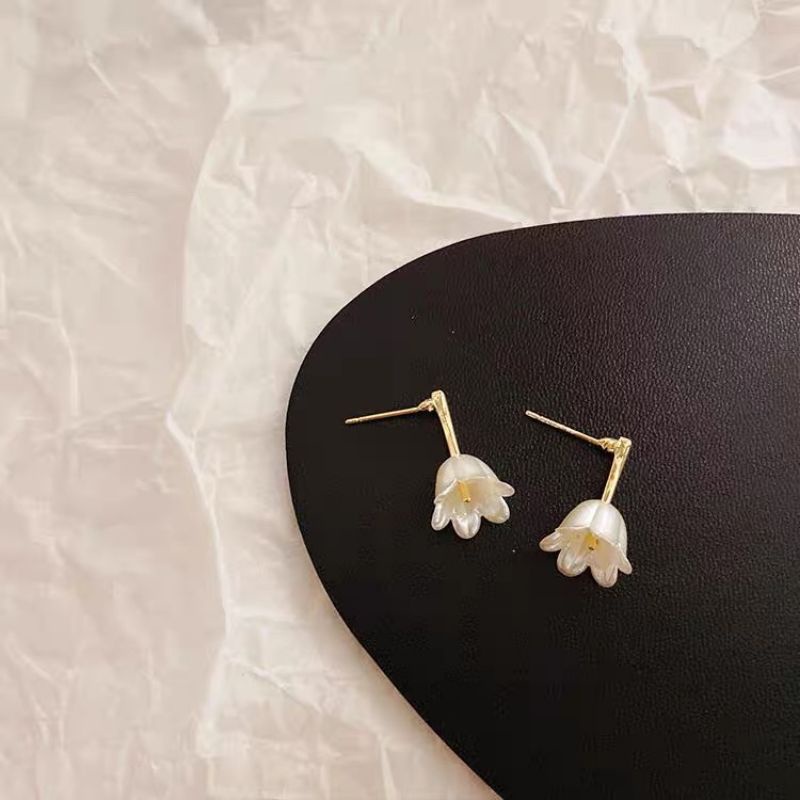 Bông tai bạc S925 - Khuyên tai nữ bạc Ý hình Hoa Tulip phong cách vintage, cổ điển sang trọng ZAZA accessories KT8083