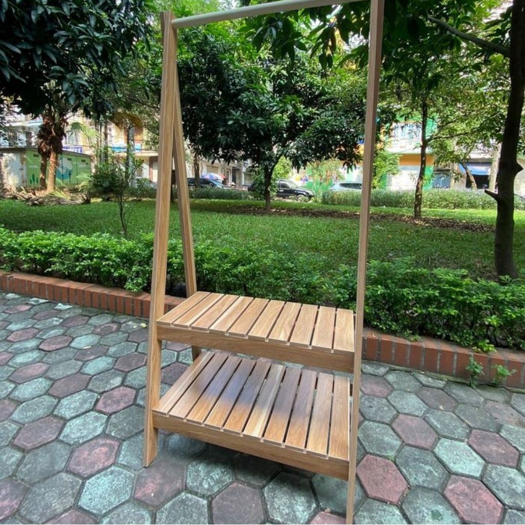 Kệ gỗ quàn áo 2 tầng kệ đẹp và chắc chắn