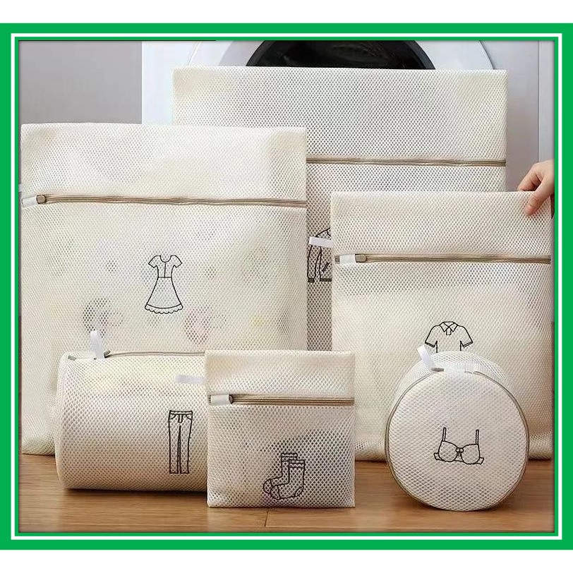 Set 6 Túi Lưới Giặt Đồ 2 lớp Có Dây Khóa Kéo, Siêu Bền, Tiện Dụng