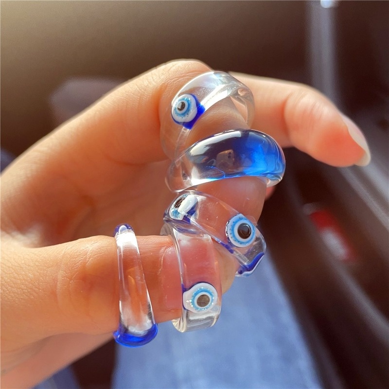 Nhẫn Nhựa Trong Suốt Nhiều Màu Hình Người Ngoài Hành Tinh Dễ Thương Dành Cho Nữ