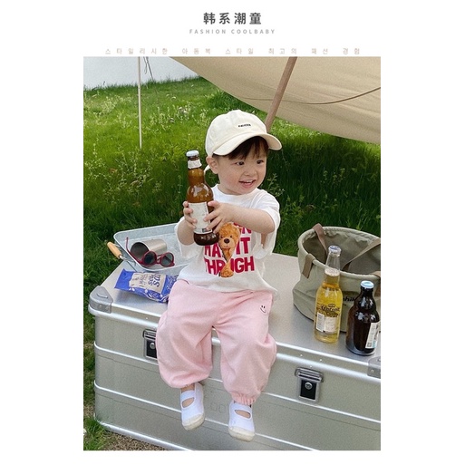 Áo thun trẻ em, áo phông gia đình SAMY KIDS áo cho bé trai, bé gái tay lỡ unisex hình gấu