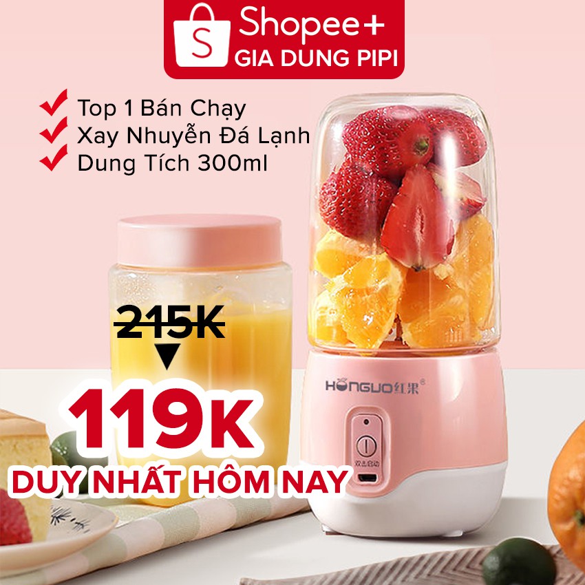 Máy xay sinh tố cầm tay mini sạc pin, Máy say sinh tố cầm tay đa năng mini 300ml