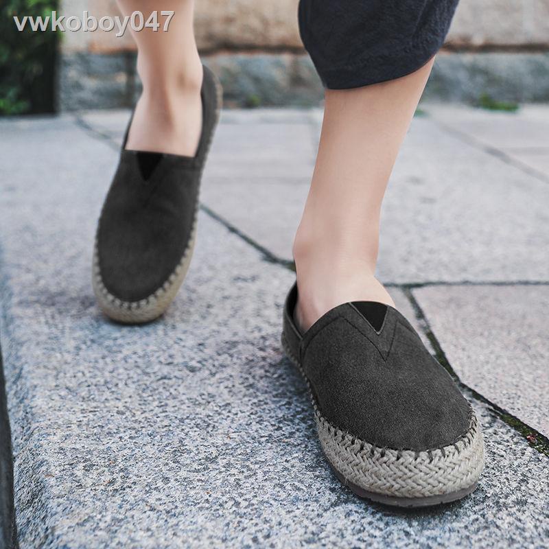 Giày Lười Vải Lanh Canvas Dệt Một Bước Phong Cách Trung Hoa Mùa Hè 12.29 Cho Nam