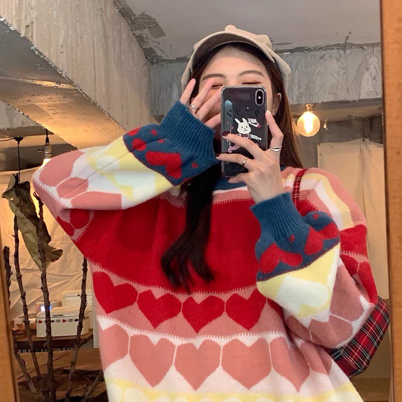 Áo Len đỏ Cổ Tròn Tết Noel Giáng Sinh Hàn Quốc Dáng Rộng Ulzzang Chất Đẹp Dày Dặn | BigBuy360 - bigbuy360.vn