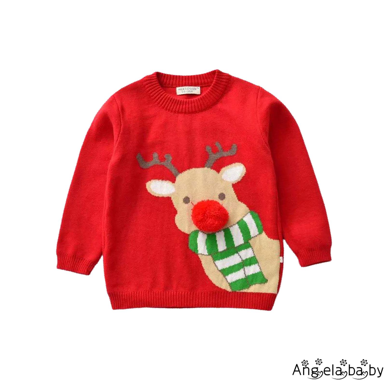 Áo Sweater Tay Dài Hoạ Tiết Giáng Sinh Dễ Thương Cho Bé