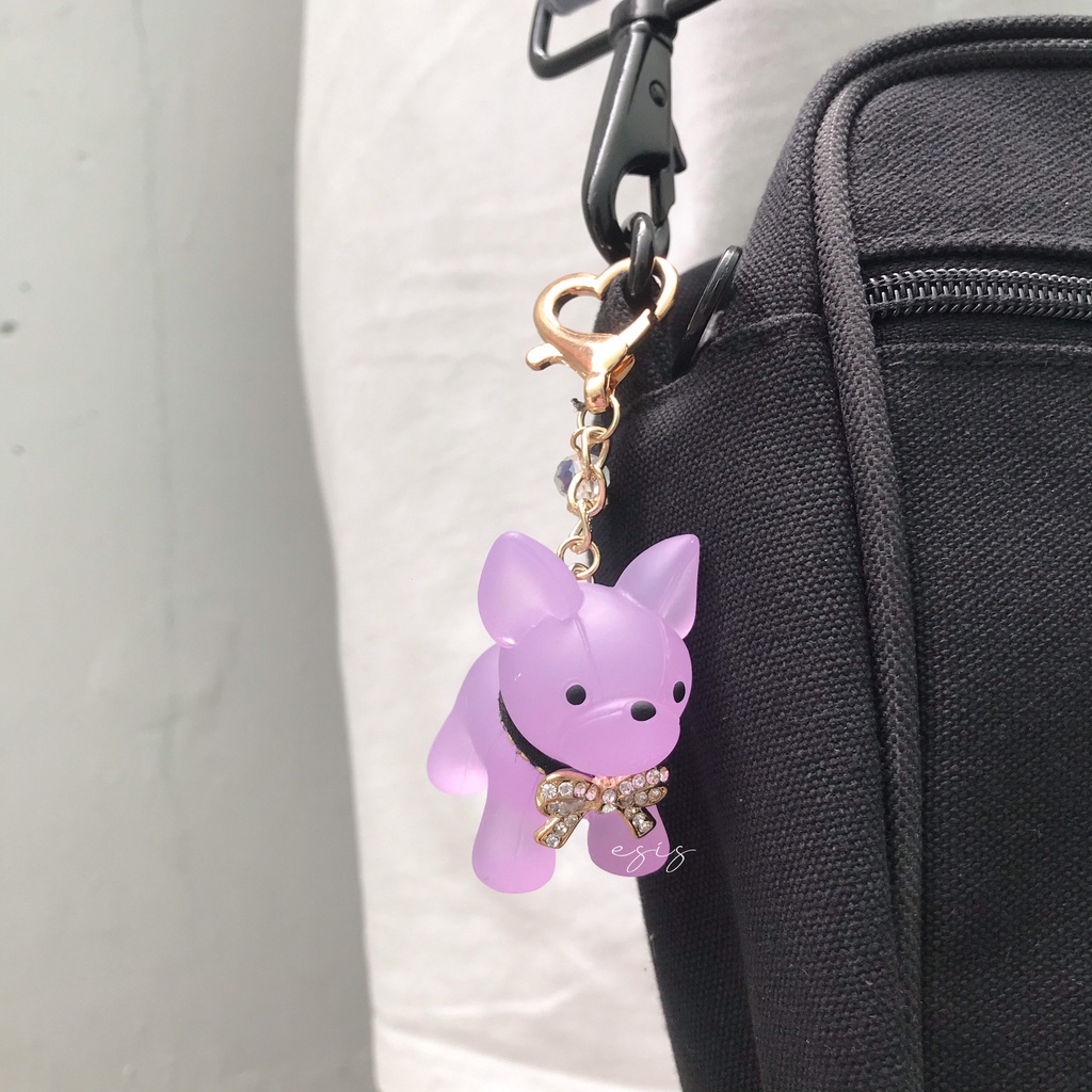 MÓC KHÓA THỦY TINH HÀN QUỐC HÌNH CHÓ PULL ĐÁNG YÊU, ESIS PULL DOG KEYCHAIN [ MK11 ]