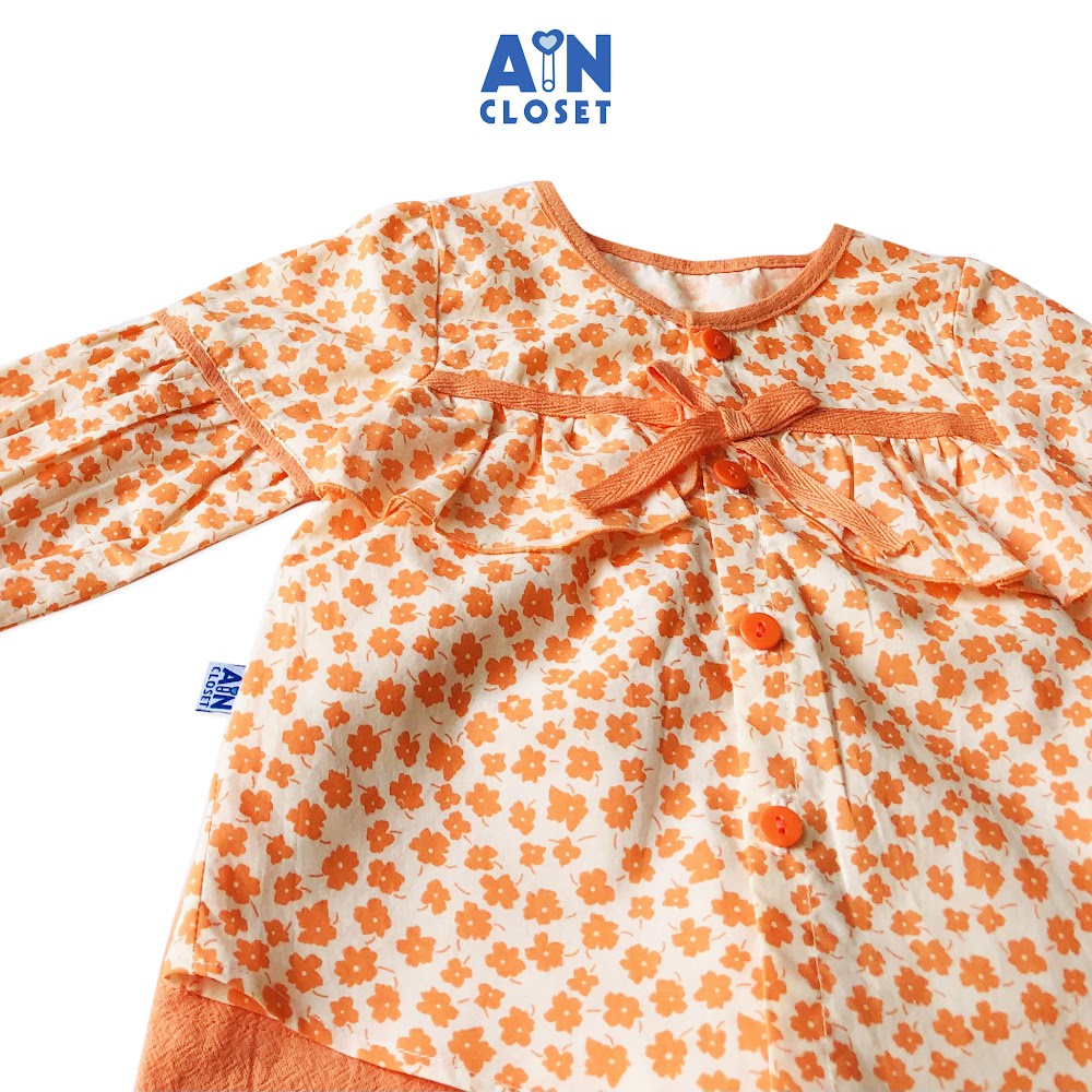 Bộ quần áo dài bé gái họa tiết Hoa nhí cam bèo cara - AICDBGPRZGKI - AIN Closet