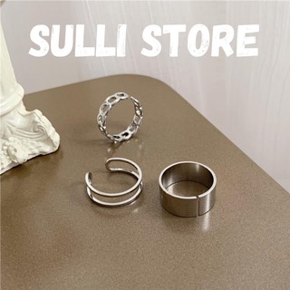  Set nhẫn nữ màu bạc 3 chiếc freesize Sulli store